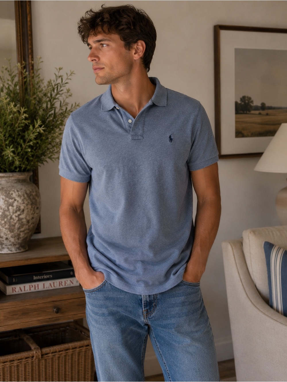 Polo by Ralph Lauren Heather Blue Short-Sleeve Polo
